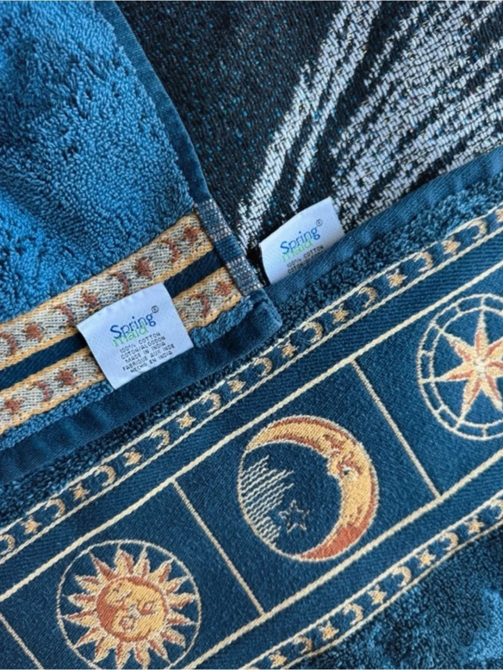 90s Celestial Springmaid Bath Towel & Rag set